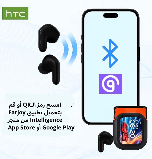 ما عليك سوى مسح رمز الاستجابة السريعة (QR Code) الموجود في دليل الاستخدام، أو تحميل تطبيق "Earjoy Intelligence" على هاتفك (متاح على App Store وGoogle Play). هذا هو المفتاح للوصول إلى جميع الميزات الذكية لجهازك، بما في ذلك الترجمة الفورية بالذكاء الاصطناعي.